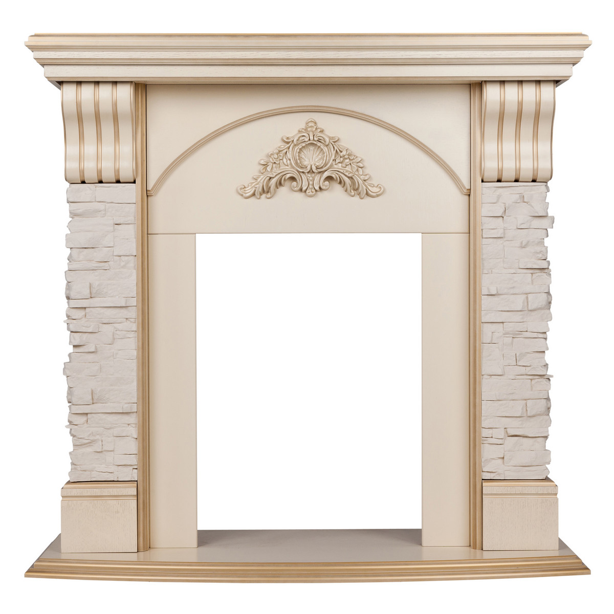 Портал для электроочага RealFlame Athena STD WT 1020*975 мм (белый дуб/золотая патина)