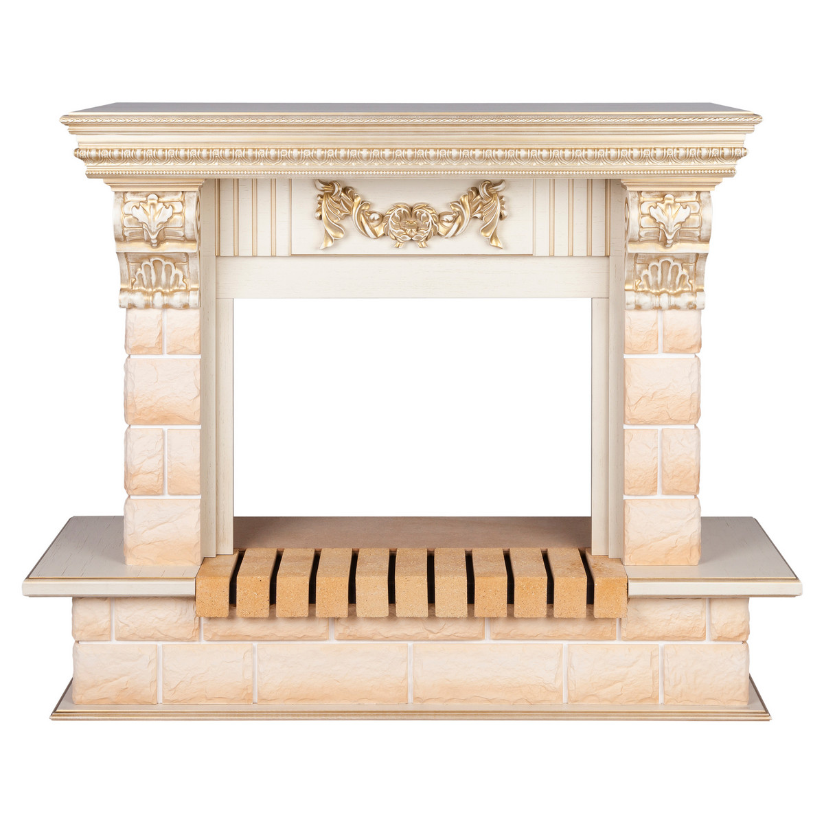 Портал для электроочага RealFlame Gracia 24/25,5 AO​​​​​​​​​​​​​​​​​​​​​ 1225*1000 мм (белый дуб/золотая патина/песочный)