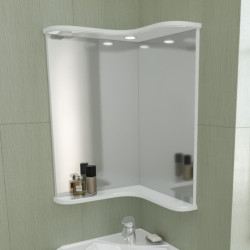Зеркало СанТа Аврора 650*730 мм (белый) с подсветкой угловое