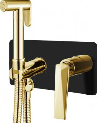 Гигиенический душ со смесителем Boheme Venturo 387-B (чёрный/золотой)