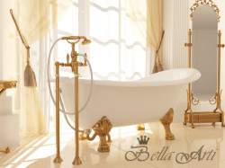 Ванна из литьевого мрамора Bella Arti Зефир 169*79 см ножки золото