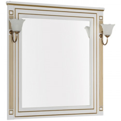 Зеркало Aquanet Паола 900*960 мм (белый/патина золото)