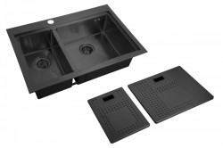 Мойка кухонная с накладками Zorg ZM N-78-2-52-R GRAFIT 780*520 мм R (графит)